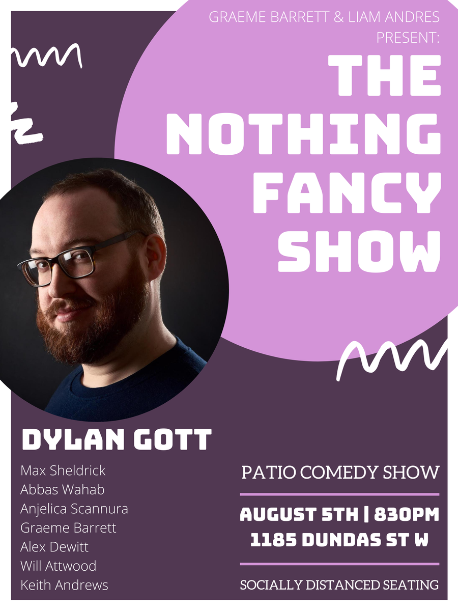 DylanGott's tweet photo. Wednesday I'll be on a patio comedy show which at one point was a nightmare and now is a dream.

Limited seating! Come out! https://t.co/KbXqXLk62D