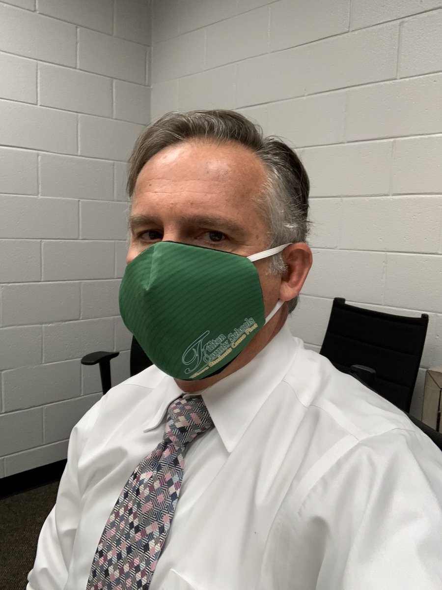 FCSSuptLooney's tweet photo. Working from a conference room at Centennial High School today and love the positive vibe here. So proud of this team working together to keep everyone safe! CHS rock’s it on Day 1. #FCSrising #MaskupFCS https://t.co/CsYK2ixVsV