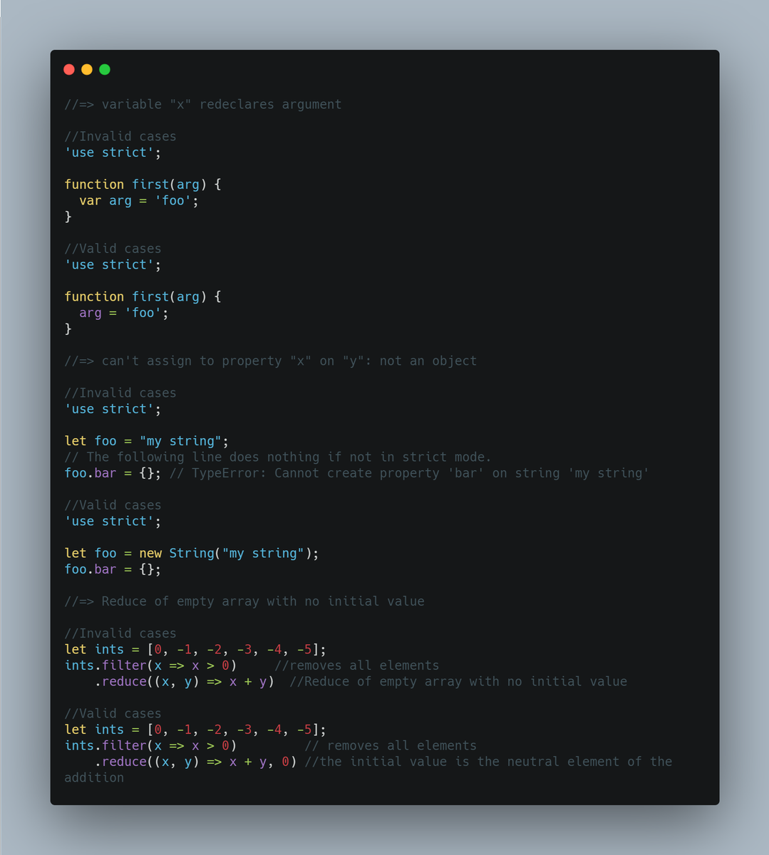 frontend_fox's tweet image. Day 94 of the #100DaysOfCode challenge.
variable "x" redeclares argument, can't assign to property "x" on "y": not an object & Reduce of empty array with no initial value - TypeErrors 
#javasript #reactjs #FrontEnd #womenintech #WomenWhoCode