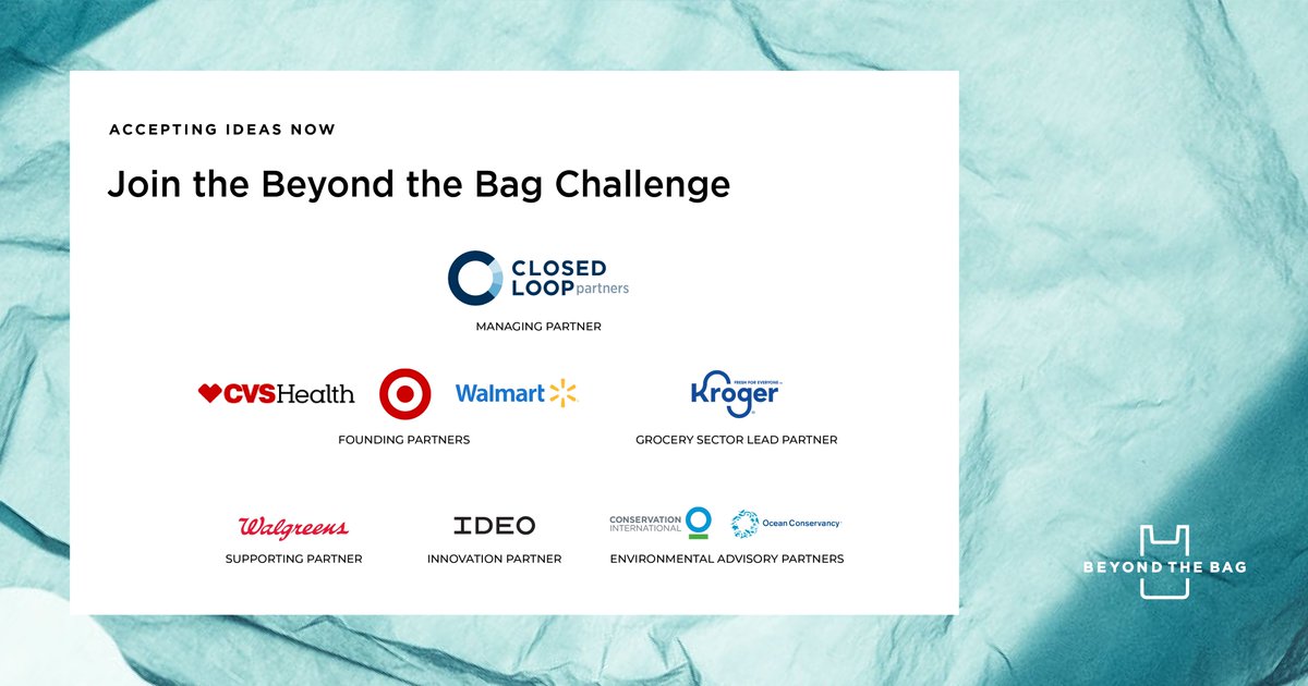The #BeyondtheBag Challenge is officially open! We're accepting ideas to reinvent the retail bag now through September 4, 2020. Get the chance receive a portion of $1 million in funding, enter an accelerator and test your solution. Submit ideas here: bit.ly/3gJBKOv <a href="/ideo/">IDEO</a>