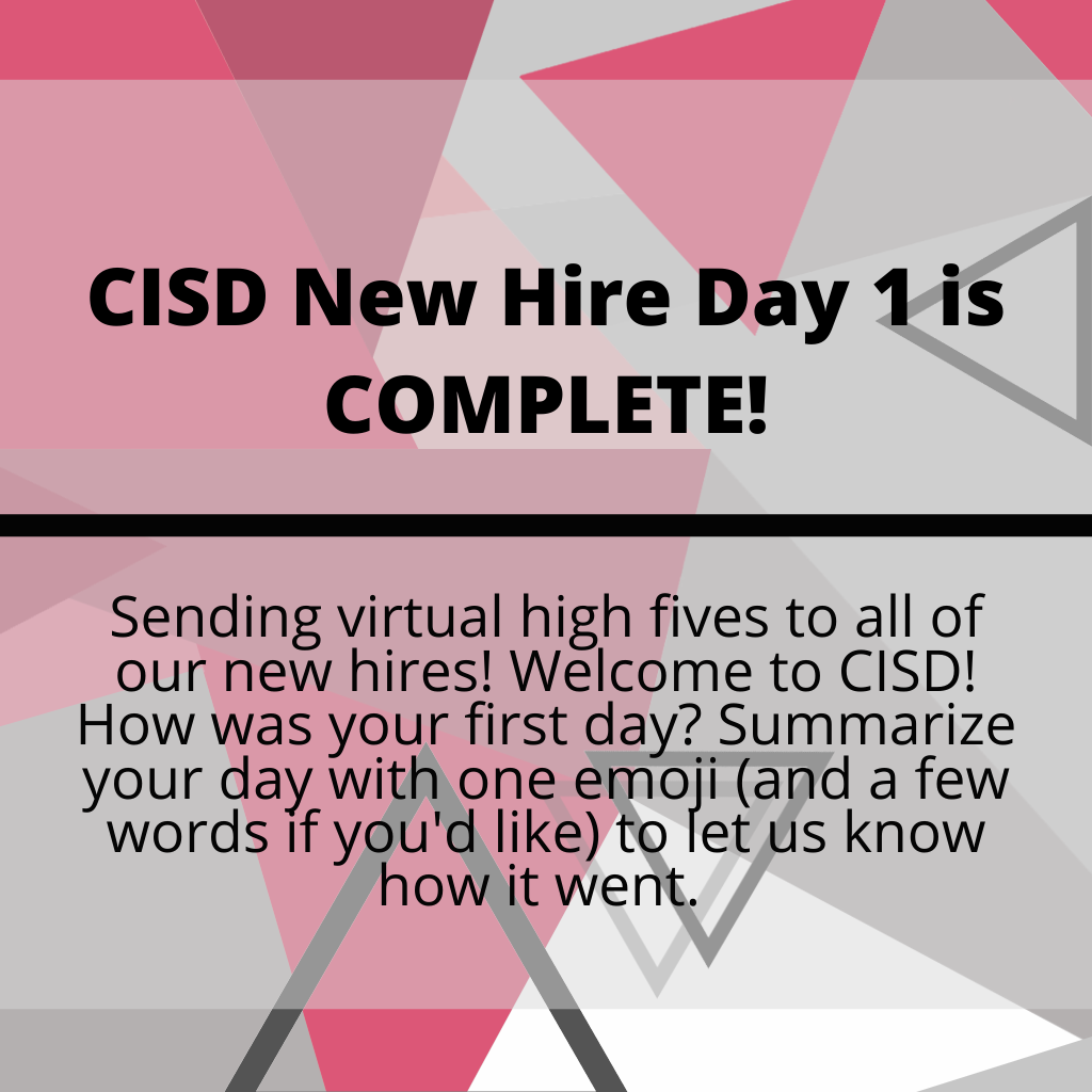 brookelsims's tweet photo. Don't forget to include #CISDLearns in your response! Reweet with a comment to give us your thoughts, New Hires! Tweet question credit to the awesome @MrsKemper https://t.co/pLiJ4vihh1