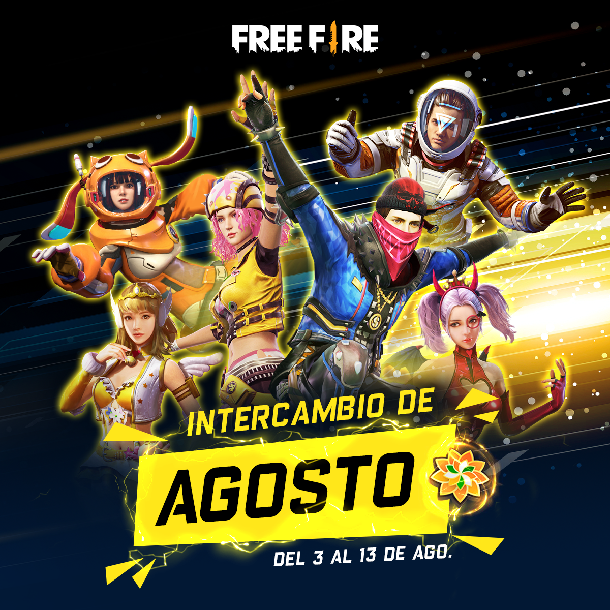 freefirelatino's tweet photo. 🏵 ¡Durante todo agosto, completa las misiones para obtener los tokens e intercambiarlos por aspectos increíbles! 🏵

¿Ya viste? 👀✨ https://t.co/X74vu4QIDl