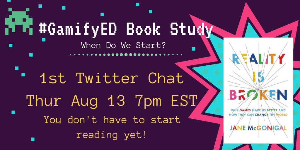 EdGamify's tweet photo. Join #GamifyEd chat on Thurs Aug 13th at 7pm EST #atplc #byotchat #ElemMathChat #geniushour #ibookschat #INelearn #inquirychat #isedchat #LessonUP #NGSSchat #paedchat #RLchat #TBookC #EduAfterHours #K12artchat #ditchbook #moedchat https://t.co/QpCPIdFkVW