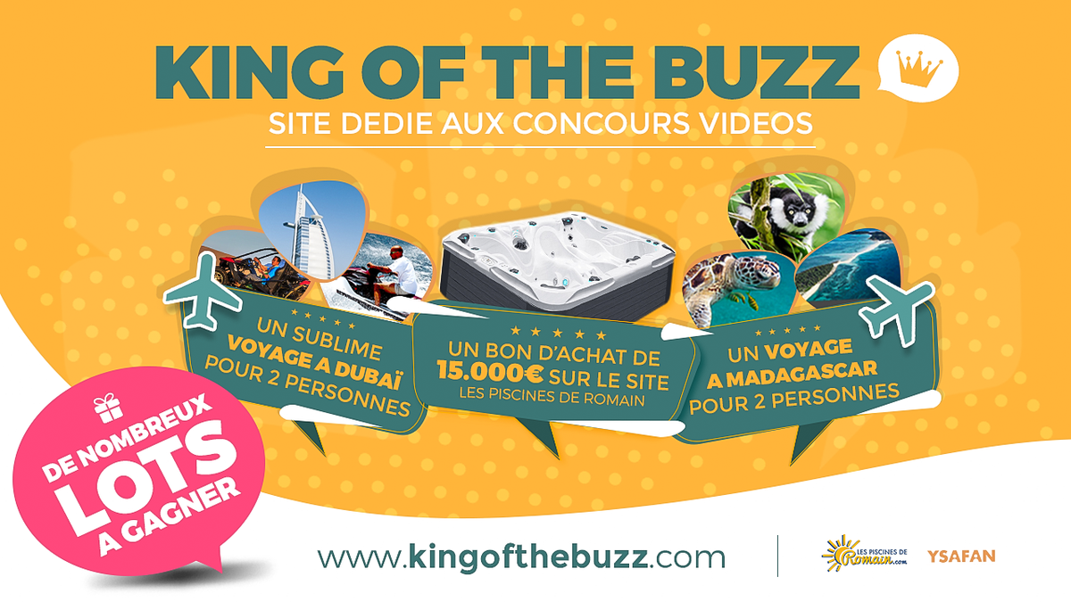 Les supers lots que vous pouvez remporter actuellement en participant aux #jeux #concours #vidéos sur kingofthebuzz.com :

N'attendez plus!

Bonne chance et que le #buzz soit avec vous!