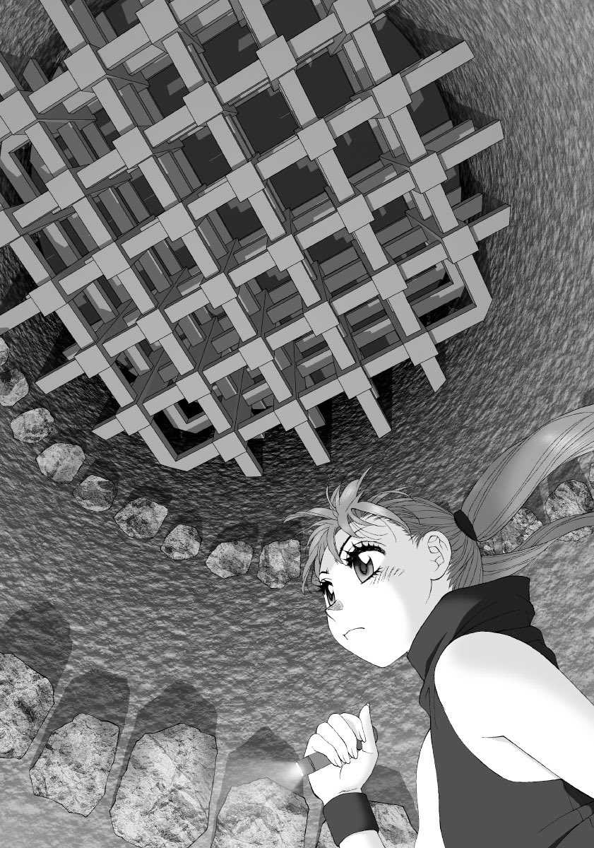 オイラの単行本「かごめかごめ」から
台詞フキダシ擬音無し絵その,54
ほとんどのページに悪あがき修正をしています

この大きな縦坑は主人公の実家の真下にあって2枚目の頭上に見えてるのはその実家の基礎部分なのです…_φ(>∇<;) 