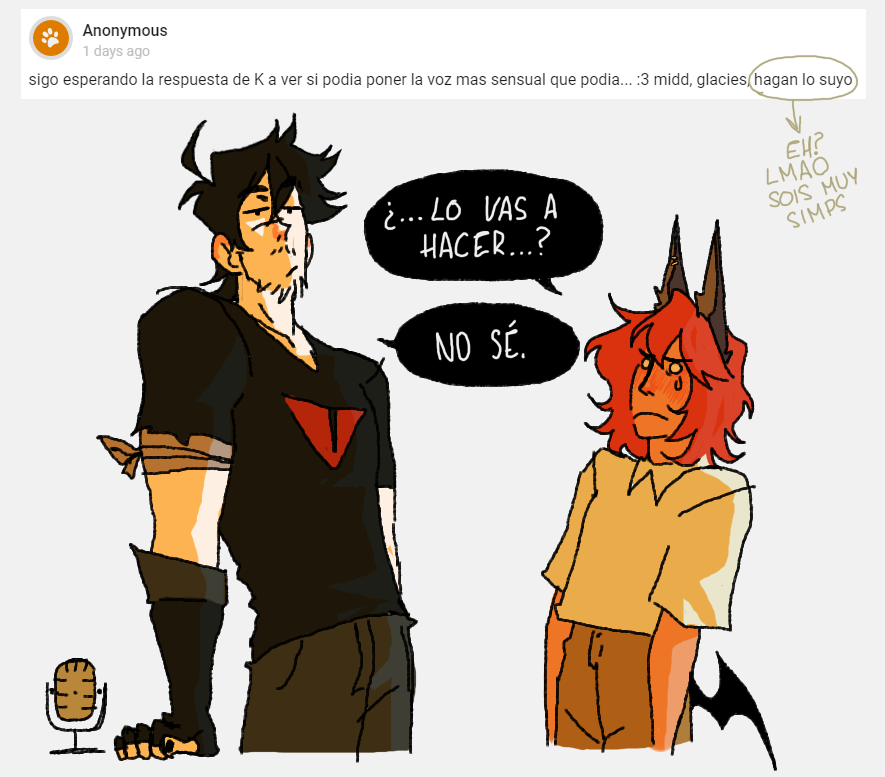 //only esp

Tenía que responder a esto con un dibujo JAJAJA no sé quién ha sido pero: eres muy thirsty 