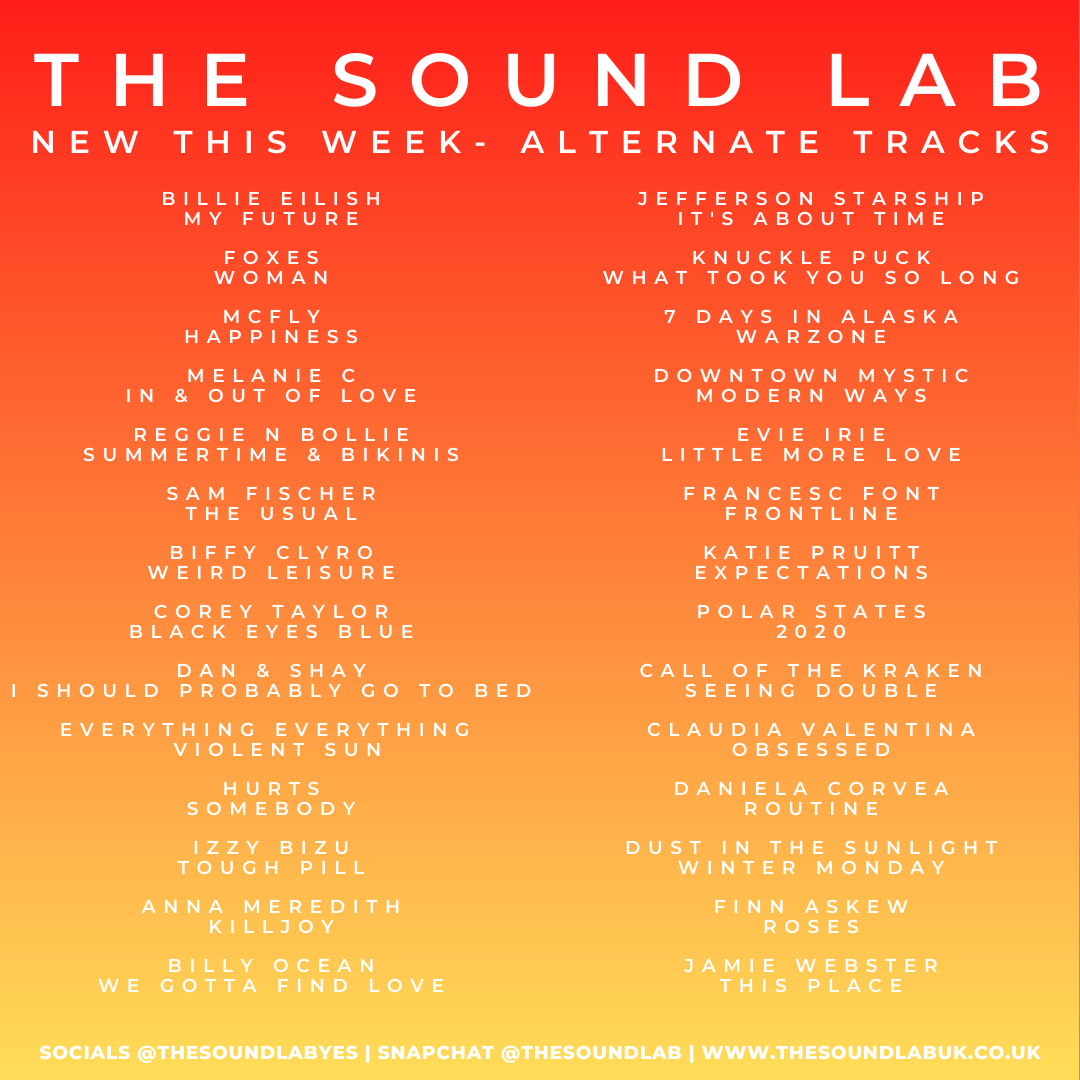 Weve added a load of new music to The Soundab Radio this week including <a href="/billieeilish/">billie eilish</a>, <a href="/iamfoxes/">Foxes</a>, <a href="/mcflymusic/">mcfly</a>, <a href="/MelanieCmusic/">Melanie C / Mel C</a>, <a href="/ReggieNBollie/">Reggie n Bollie</a>, <a href="/SamFischer/">Sam Fischer</a>, <a href="/BiffyClyro/">Biffy Clyro</a>, <a href="/CoreyTaylorRock/">fuck your checkmark</a>, <a href="/DanAndShay/">Dan + Shay</a> and more!

Listen in now at thesoundlabuk.co.uk 

#newmusic #newmusicmonday