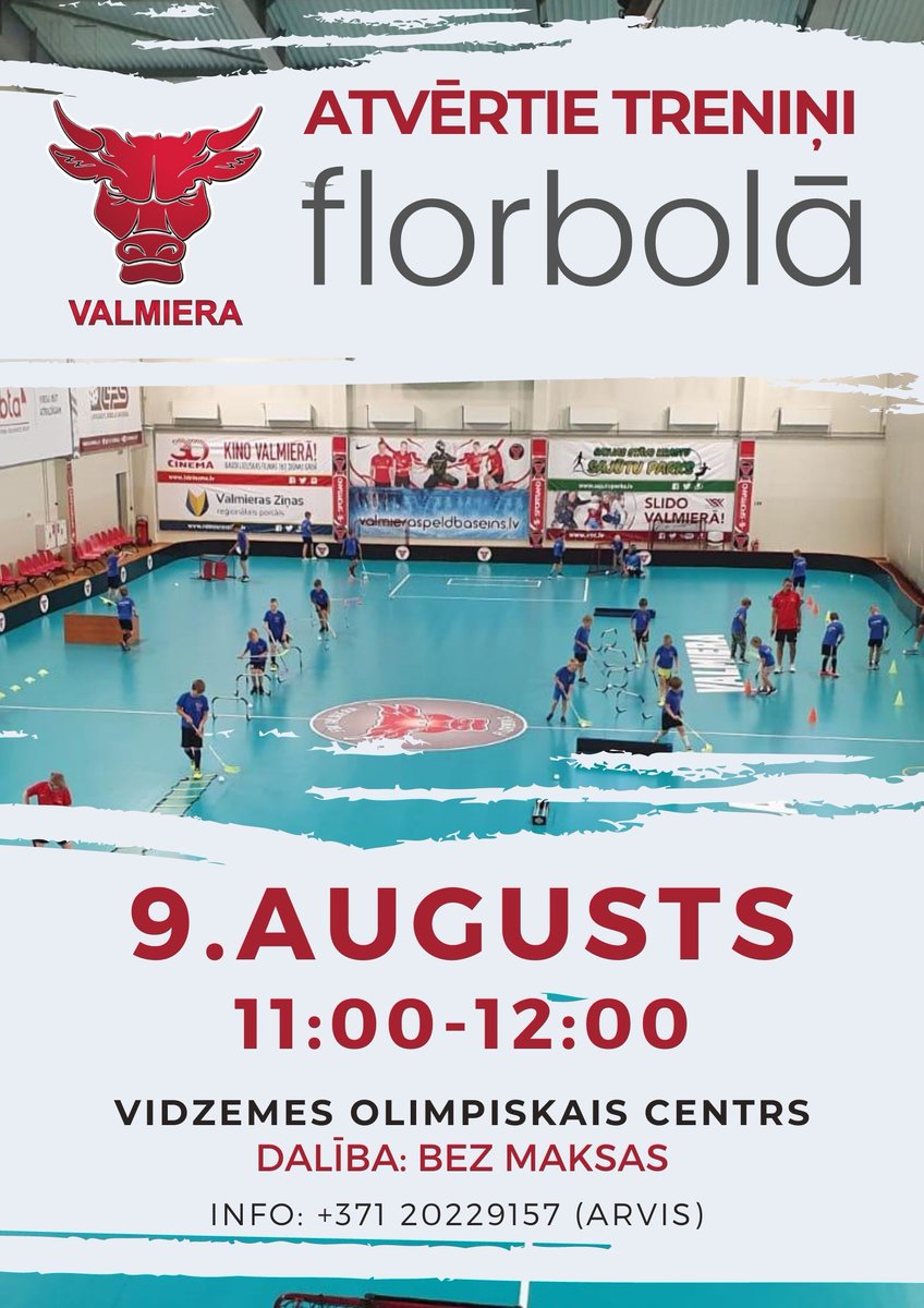 Nāc izmēģināt spēkus florbolā! 💪💥 

Atvērtais treniņš: svētdien, 9.augustā plkst.11:00, Vidzemes Olimpiskajā centrā, bērniem un jauniešiem 5-16 gadu vecumā. 

ej.uz/9btq