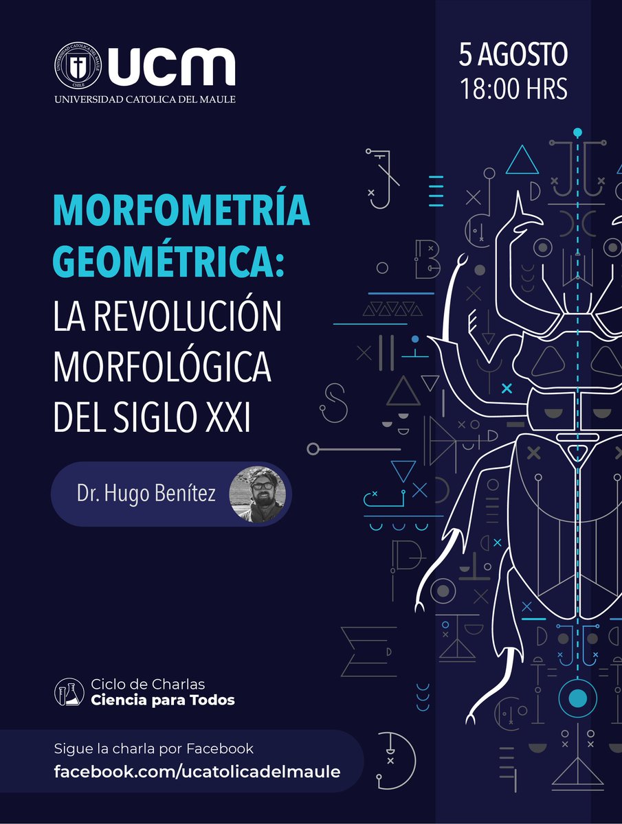 ucatolicamaule's tweet photo. 📌 No te pierdas este miércoles a las 18 horas nuestra última charla en #Facebook #CienciaParaTodos 🔬
A cargo de nuestro investigador @HugoBenitezd
#MorfometriaGeometrica
#JuntosNosCuidamos ❤
Ahora más que nunca
Somos #TuUniversidad 😉 https://t.co/3rEGn6MMRD