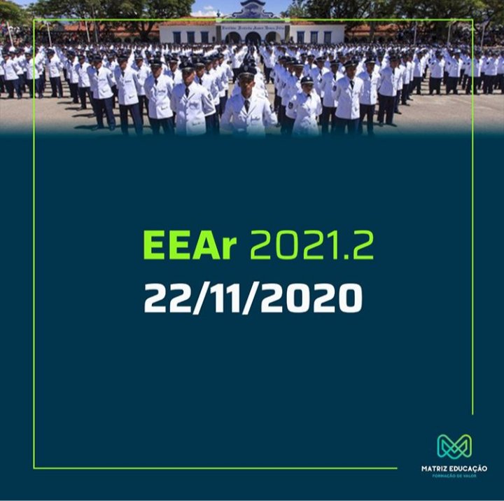 AlunosM's tweet photo. Atenção, guerreiros!
A banca da EEAr confirmou sua segunda prova, CFS 2021.2! As inscrições começam no dia 03/08 e vão até 26/08. A realização do exame está prevista para o dia 22/11/2020.
Valor da inscrição: R$ 60,00
Número de vagas: 230 https://t.co/wwgoe345jQ