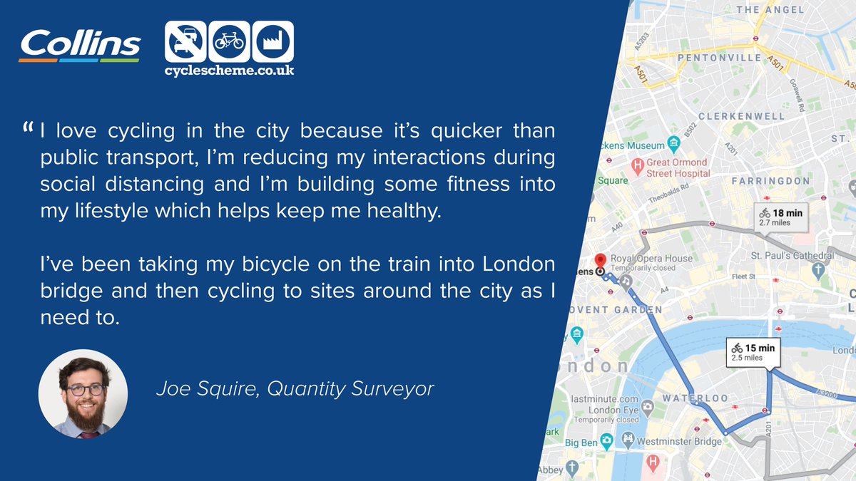 In the run up to #CycleToWorkDay this Thursday, we'll be sharing some of our #CollinsCycleStories 🚴

Joe Squire, Quantity Surveyor, bought his bike using Collins cycle to work scheme which has allowed him to keep safe and healthy whilst social distancing is in place.