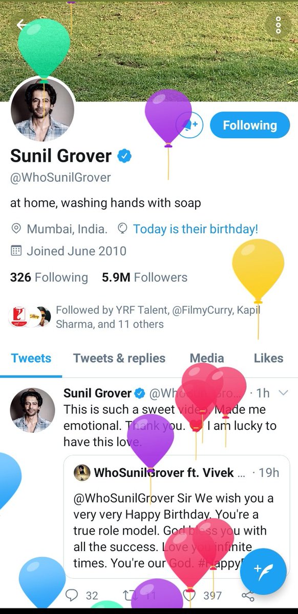 Twitter is celebrating a birthday of you Mr. <a href="/WhoSunilGrover/">Sunil Grover</a> 
May God bless with you a bright future in your Life!