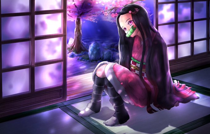 さきまる@C106(日)西1 め－56bさんがTwitterに投稿した竈門禰豆子(鬼滅の刃)のイラスト。