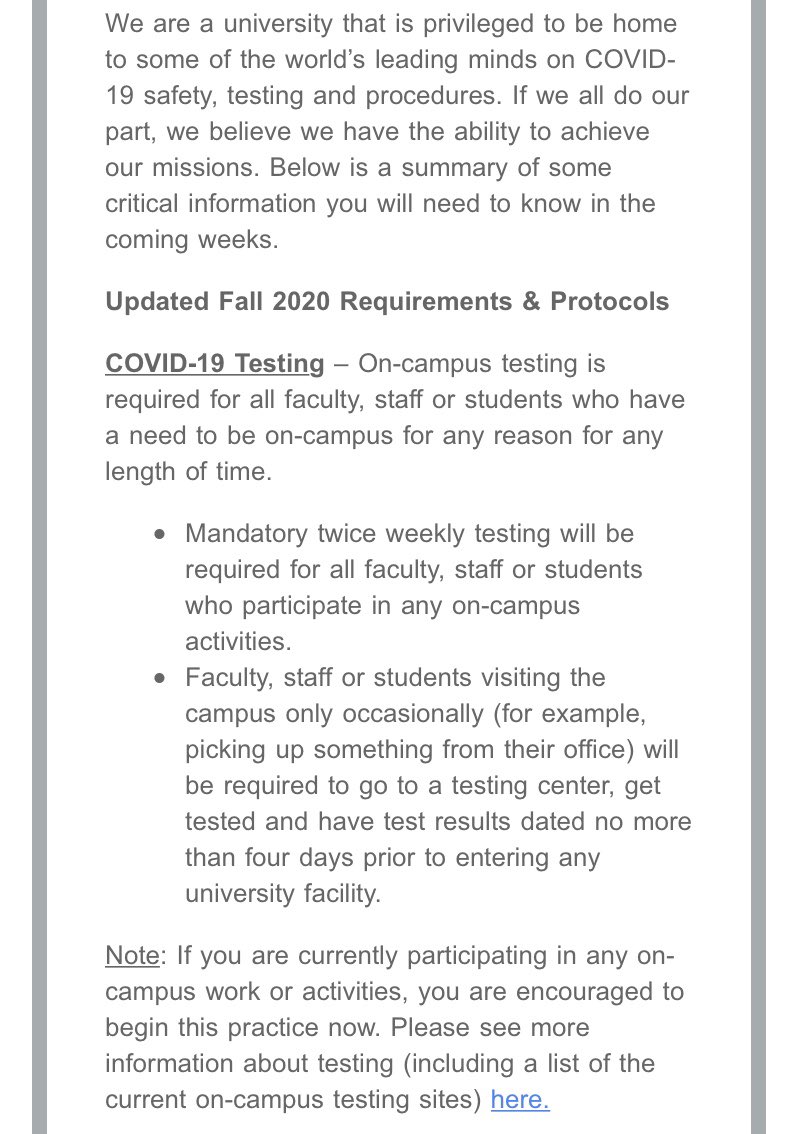 itsallG_O_O_D's tweet photo. JUST IN: Illinois will require “mandatory twice weekly testing” for students, staff, faculty and visitors this fall. 

November 20 will be the last day of in-person instruction. All online for finals. All students will also have to provide their residential address. #Illini #UIUC https://t.co/XFGG82MD9V