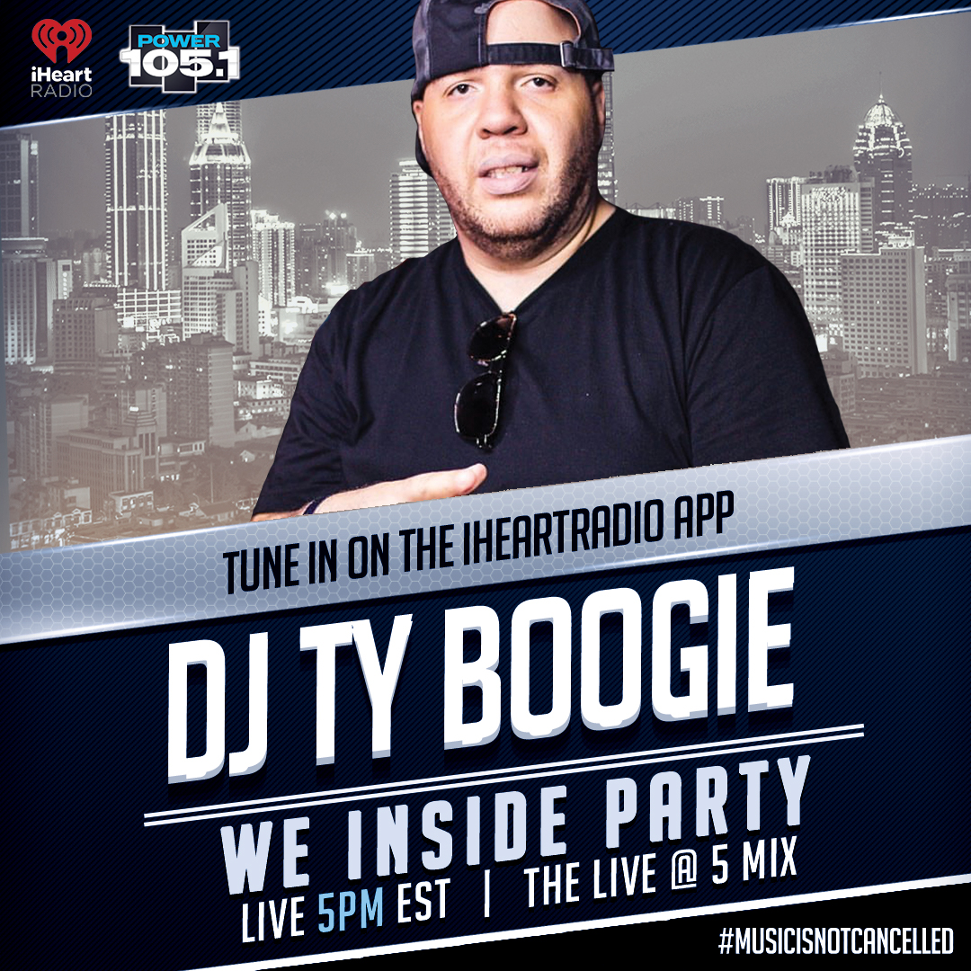 Power1051's tweet photo. It's that time again! @DJTYBOOGIE1 is live on that #LiveAt5Mix set!
🗽🔥

Tune In NOW! https://t.co/JonablSGvU https://t.co/x6YrS40wVy