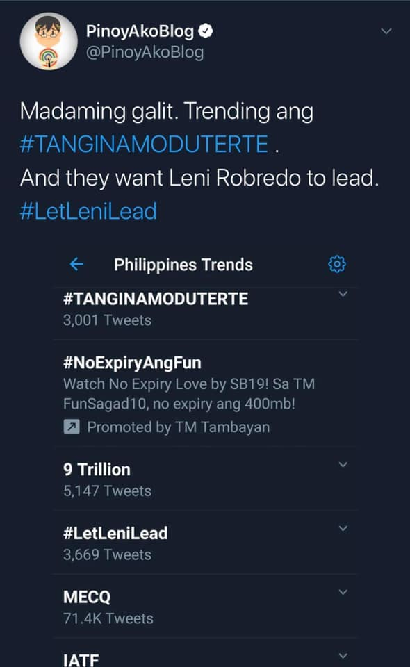 Them:  *pic*
Meanwhile: #LetLeniLeave got 13.k tweets trending #1