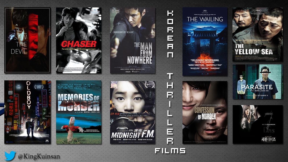 My Favourite & Must watchable Other language Thriller Films (THREAD).Korean Thriller Films #ISawtheDevil #Oldboy #MemoriesofMurder #Parasite #TheWailing #TheManfromNowhere #MidnightFM #ConfessionofMurder #TheChaser