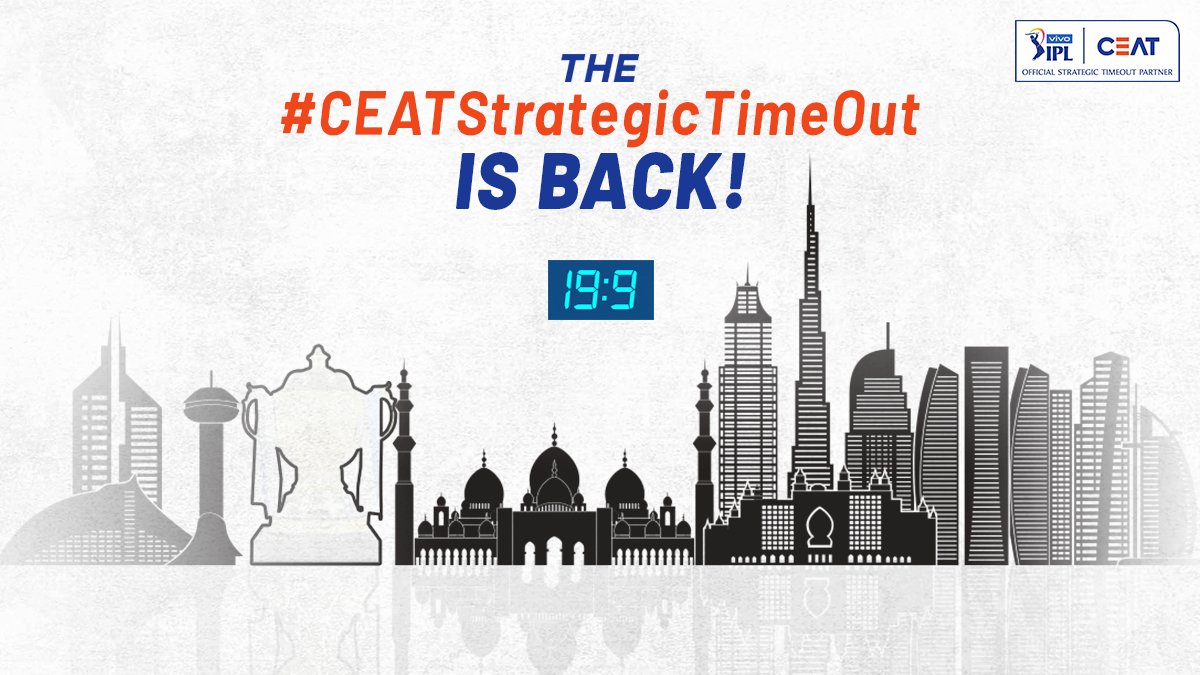 CEAT_CCR's tweet photo. It's time to take the much-needed Timeout!
#CEATStrategicTimeOut is all set to make a comeback in our lives, once the mega carnival kicks off in the UAE from September 19.
#Cricket https://t.co/U17sB08dLc
