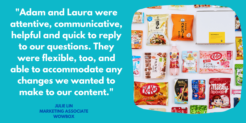 We got a new #testimonial! 🎉 We loved working with the  Japanese snacks brand <a href="/wowbox_jp/">WOWBOX</a> - writing captivating content for their website and social media pages to spread the word about their subscription service in the UK 💓 Check out the #casestudy: bit.ly/2XiFn6E