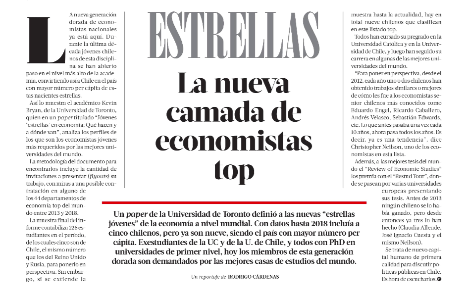 facea_uc's tweet photo. [PRENSA]¿Quiénes son las nuevas estrellas jóvenes de la economía mundial? Un paper de la Universidad de Toronto @UofT lo responde➡️Con datos a la fecha hay 9 chilenos y 5 de ellos son economistas de nuestra Facultad. Conócelos en esta nota de @latercera ➡️ https://t.co/VyKzPolZlW https://t.co/V59csGXQRQ