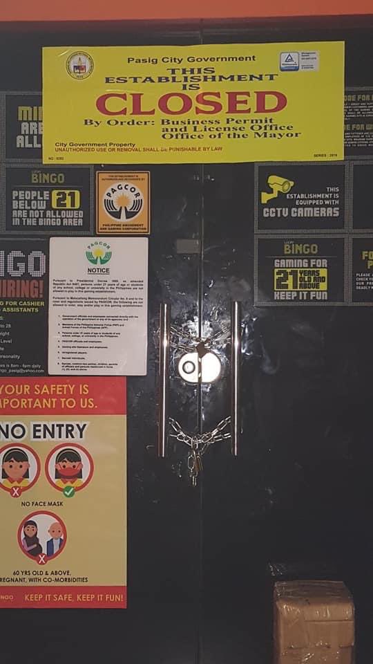 Pasig City Mayor Vico Sotto orders the closure of an E-bingo establishment caught operating during GCQ: For now, indefinite closure. But our Legal Department will also study further action. 📷Mayor Vico Sotto