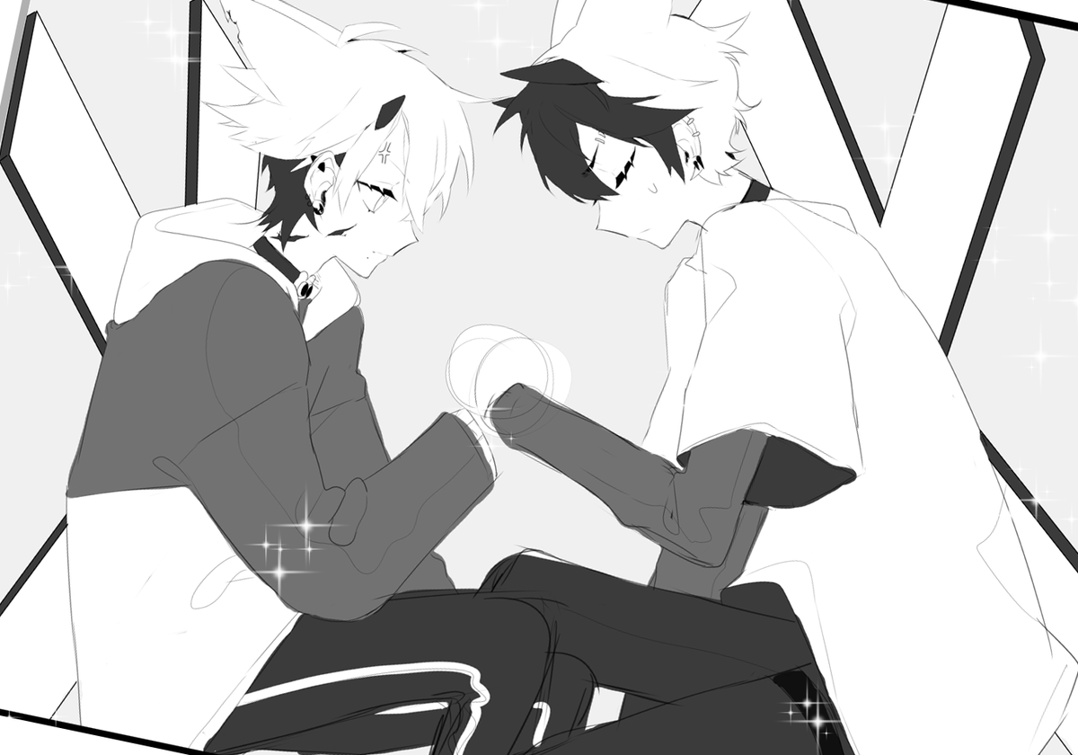 ????
Lets ignore the glowing orbs for hands
This is just a fun angy sketch of 01 and 02 being forced to hold hands?