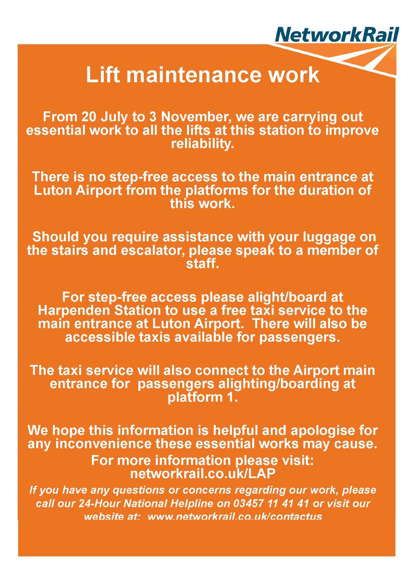 EastMidRailway's tweet image. #EMRUpdate The lifts are currently out of order at Luton Airport Parkway until 3rd Nov, extra staff will be on hand to assist you using the stairs, if you require step-free access please travel to Harpenden for replacement transport.