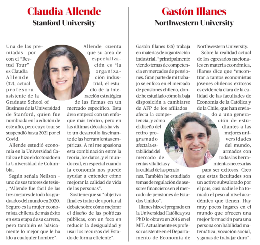 facea_uc's tweet photo. [PRENSA]¿Quiénes son las nuevas estrellas jóvenes de la economía mundial? Un paper de la Universidad de Toronto @UofT lo responde➡️Con datos a la fecha hay 9 chilenos y 5 de ellos son economistas de nuestra Facultad. Conócelos en esta nota de @latercera ➡️ https://t.co/VyKzPolZlW https://t.co/V59csGXQRQ