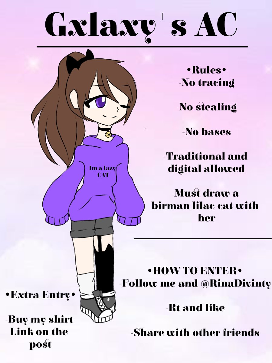 Giox_Vibes's tweet photo. 🌚 ART CONTEST 🌚
(Repost haha)

All rules in the pic!
Gfx allowed, user: Serlinal

How to Enter:
-Follow me and @RinaDivinity 
-Rt and like

#Gxlaxy_AC when submitting 
(Submit in comments)
#Roblox #RobloxGFX #adoptmetrading 
Prizes in comments https://t.co/pNMQqCGqOt