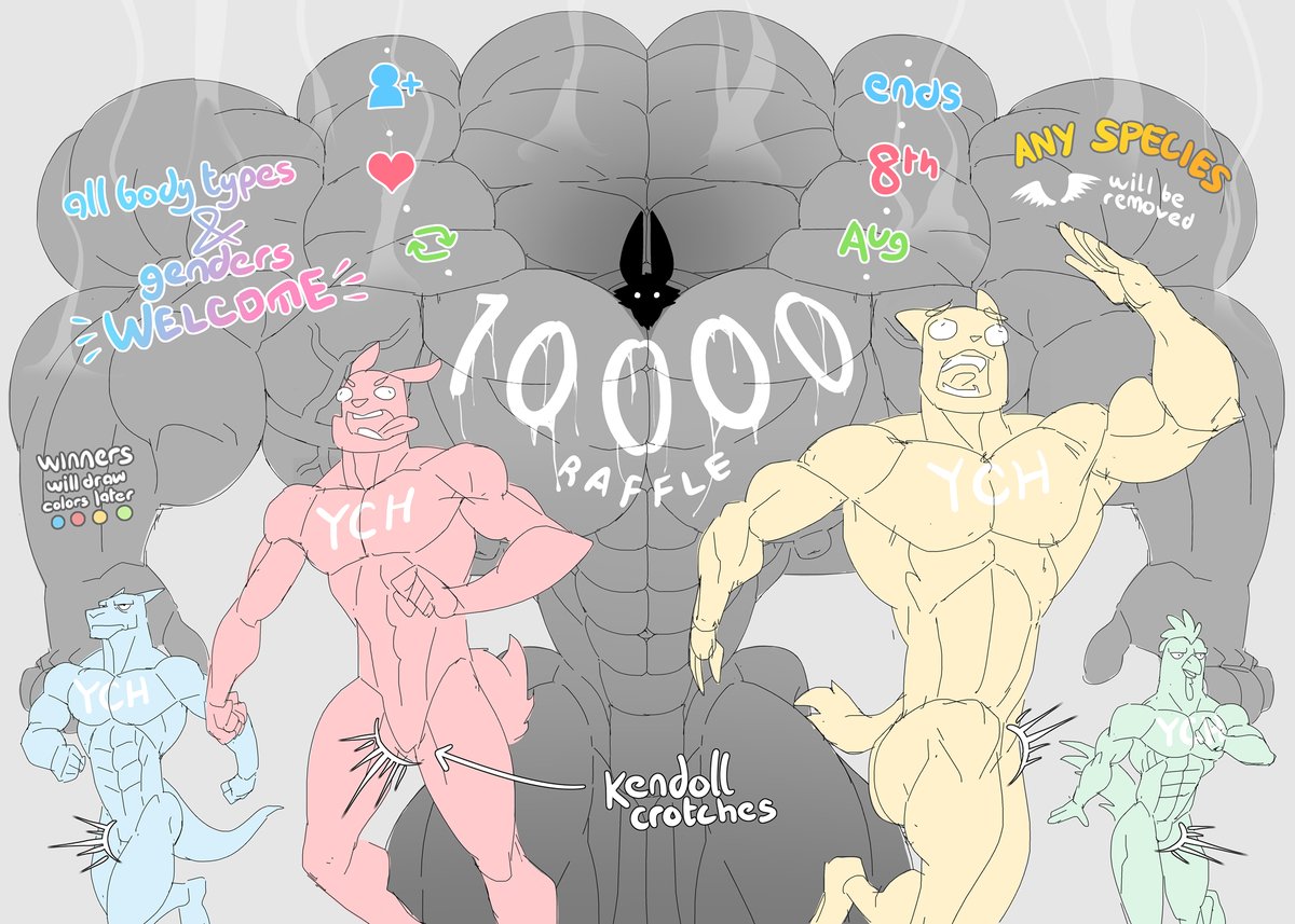 wolfie_canem's tweet photo. I've finally reached the big numbah after so many years~ And to celebrate, I wanna have a kinda sexy but also kinda silly YCH raffle. Follow, Like, Retweet, dont have to comment with refs, I will announce winners on the 8th of August. Good luck everybody and lets have fun! :D https://t.co/kkgTD4QLfB