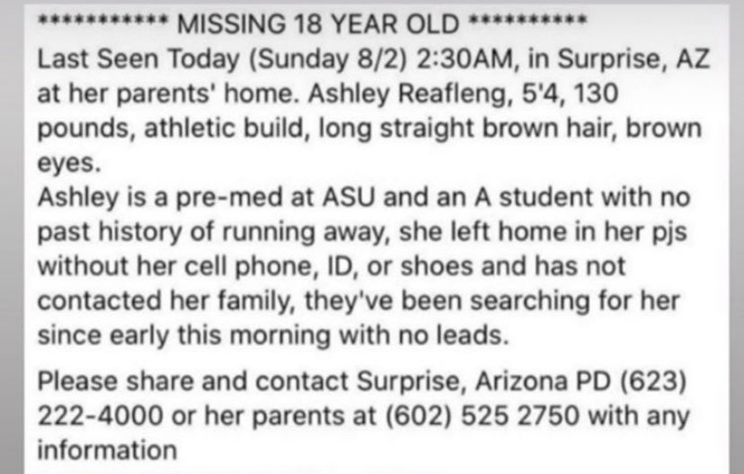 Missing 18 year old in Arizona