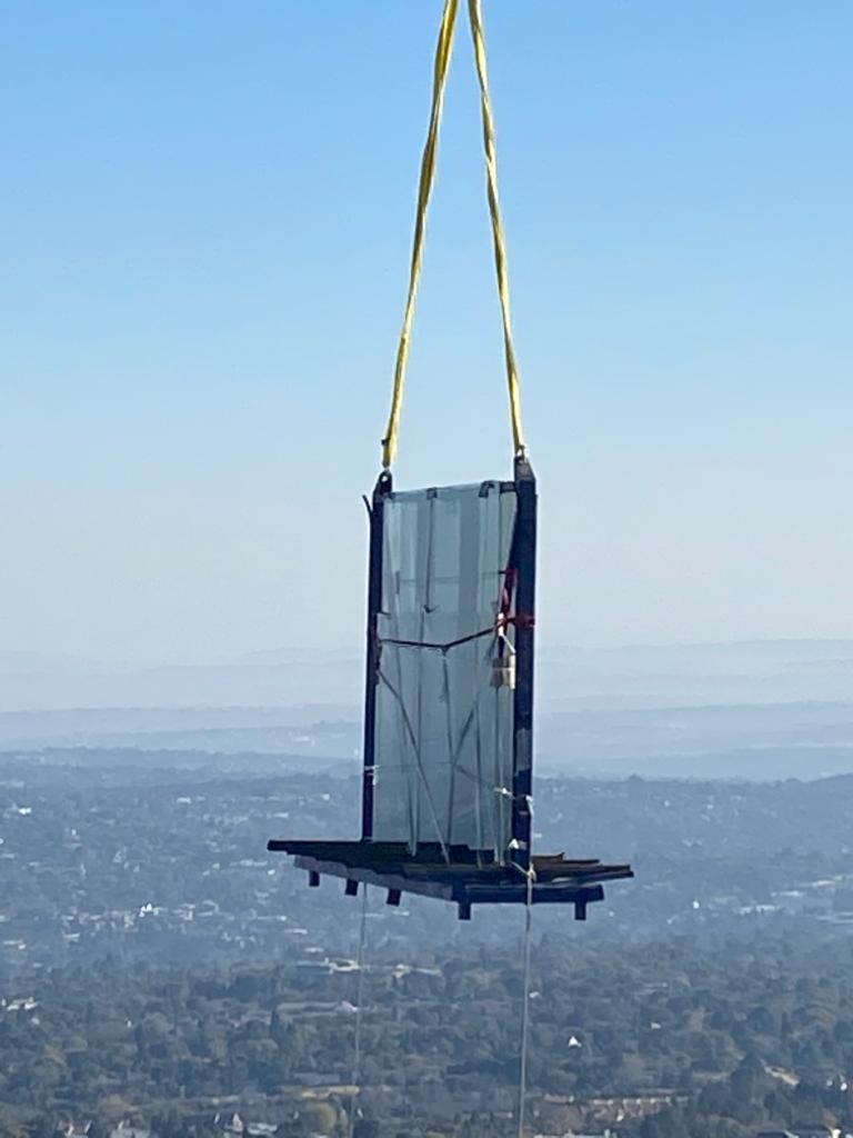 How we do room service at The Leonardo...

We're only kidding, but maybe it's something to look at in the future! Yesterday we received a glass delivery for the Leonardo Penthouse Suite; a unique living space offering 360-degree views. #sandton #views #architecture <a href="/legacyhotels/">Legacy Hotels Africa</a>