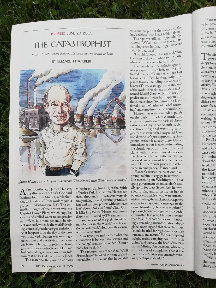 nickjmc's tweet photo. Read this fantastic NY'er article about Jim Hansen the scientist who started research on #GlobalWarming

Put down the refs to his urgent petitioning of Obama as 'well there's no point in lobbying Trump'. Only at the end did I read the date: archival issue.

We're doomed. https://t.co/f16bSJIpJ9