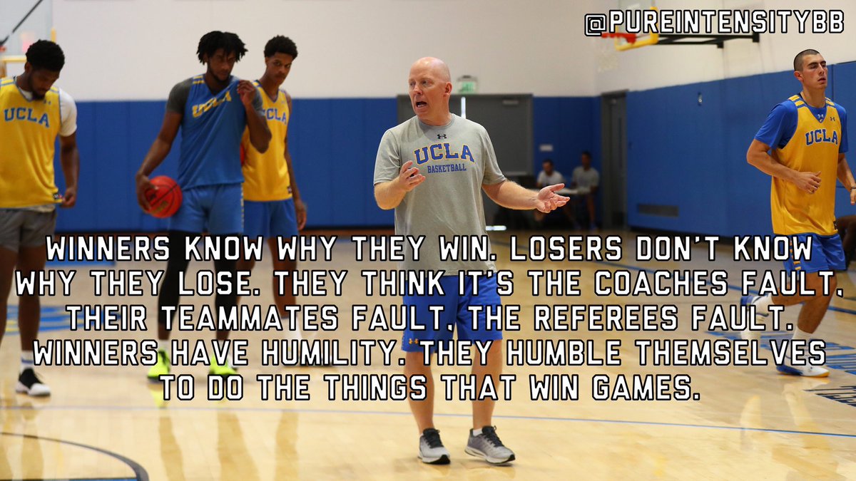 PureIntensityBB's tweet photo. Winners know why they win. Losers don’t know why they lose. They think it’s the coaches fault, their teammates fault, the referees fault. Winners have humility. They humble themselves to do the things that win games - Mick Cronin, UCLA https://t.co/f8Qtr7iXYZ