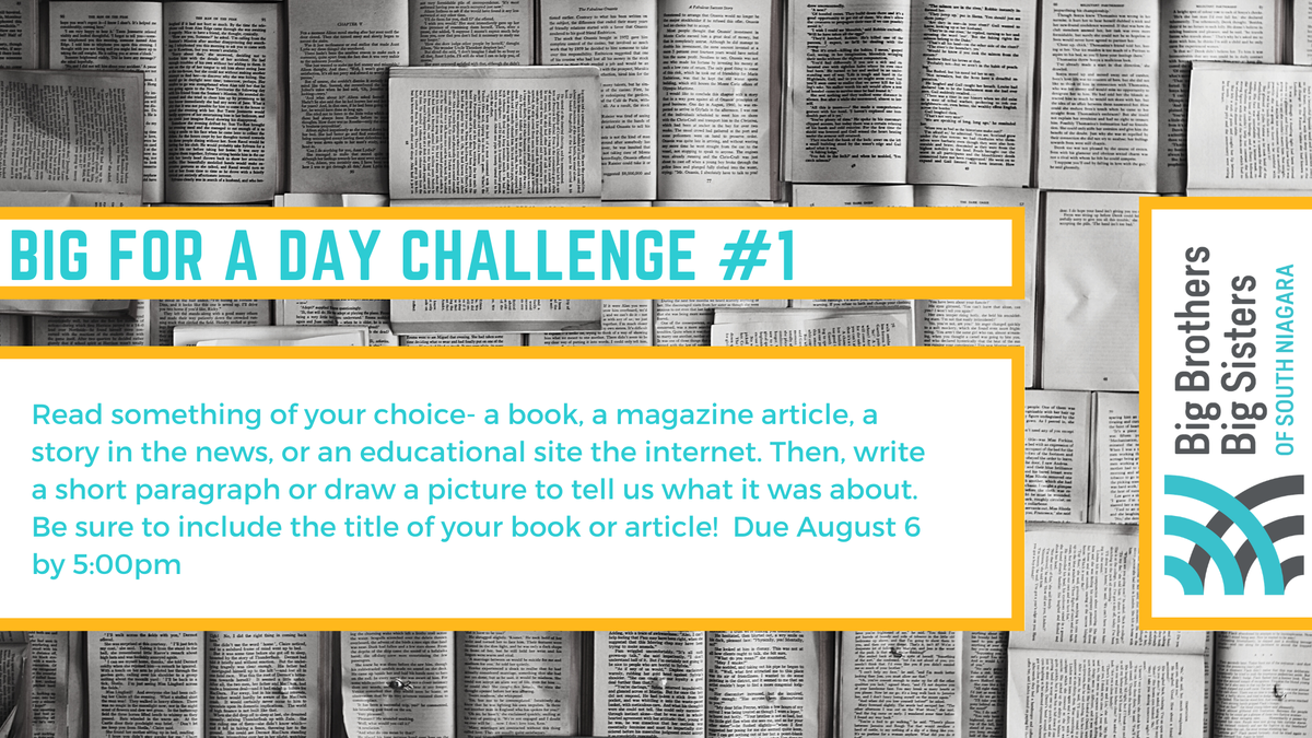 We have some online challenges for your little/child to participate in! Challenges will be posted weekly and gives participants a chance to win a $25 Walmart gift card. Send submissions to Melissa Lodba. Winners will be randomly selected and posted every Friday by noon. #BBBS