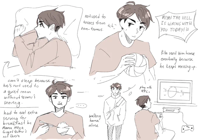 they longest osamu have been apart from atsumu was during the youth camp. he wont admit it but he missed tsumu a lot ?✊

#miyatwins #miya #haikyuu 