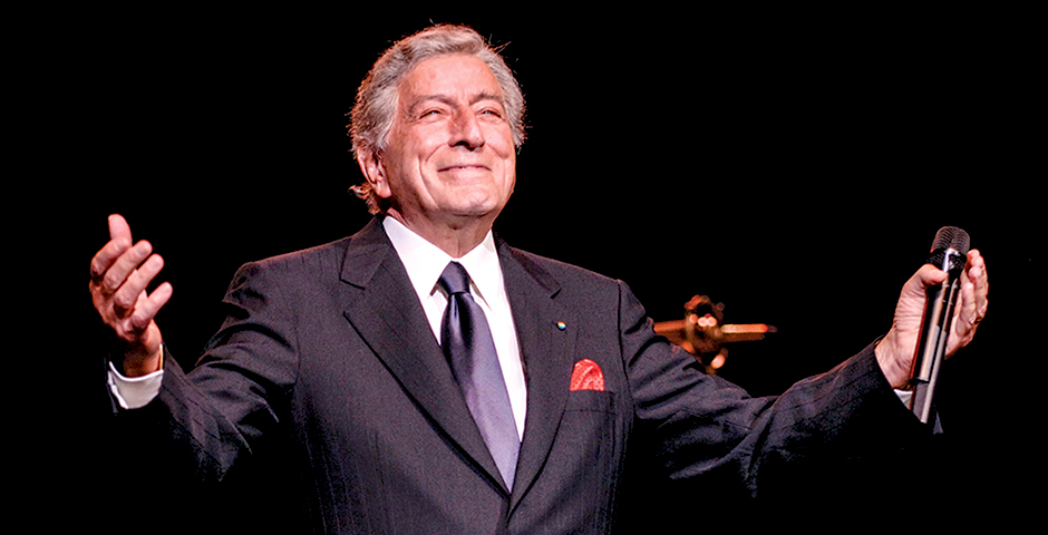 Tony Bennett performing on stage