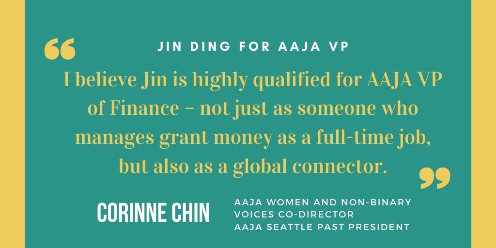 Thank you,  @CorinneChin, for endorsing me. I work as an international journalism funder and fundraiser. AAJA's future is global, and we need to have a comprehensive financial strategy to match our vision.