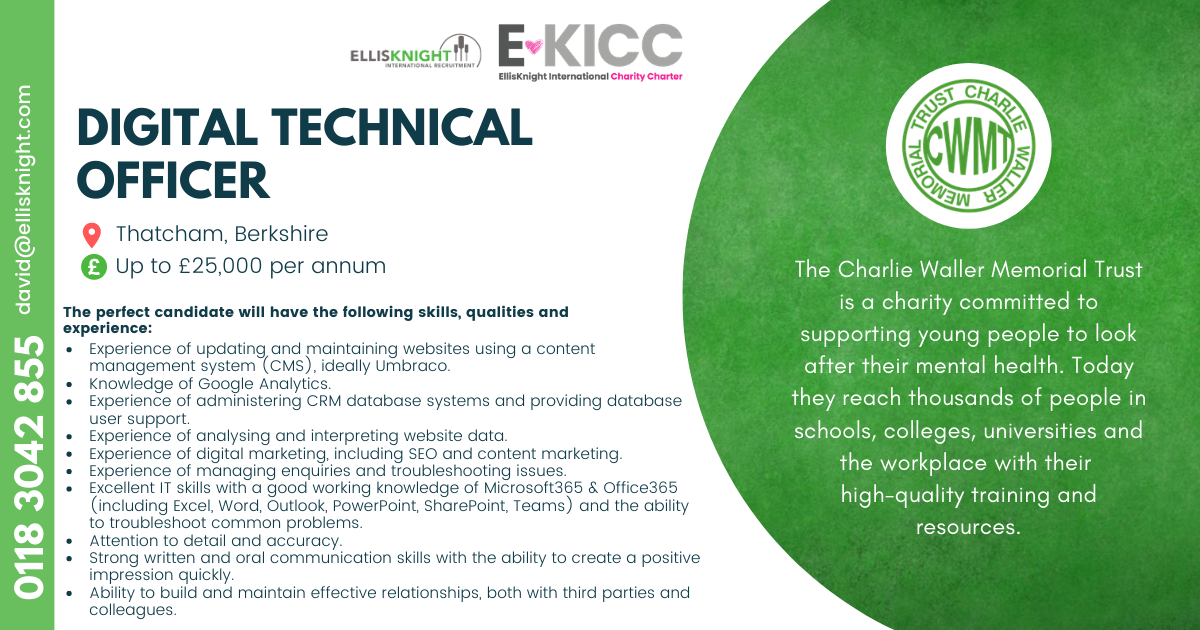 disrupt_BCorp's tweet photo. The organisation @CharlieWtrust is seeking an experienced #DigitalTechnicalOfficer to help them reach new audiences and transform the way they work.
To apply: https://t.co/1ioHfYpQaW
#recruiting #hiringnow #digitalofficer #vacancy #digitalmarketing https://t.co/DVWEvxWh2T
