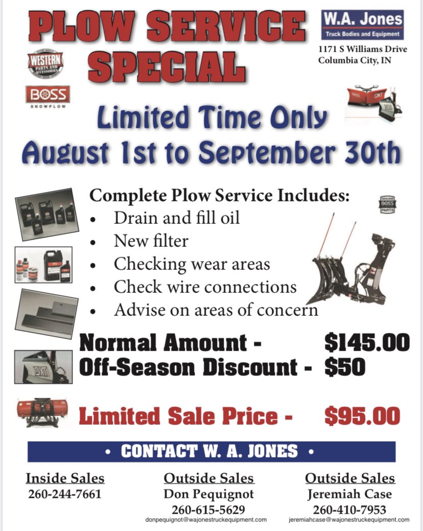 jeremiahjcase's tweet photo. You work hard so your equipment needs to work harder. Schedule your plow pm appointment today! #WAJones #snowremoval #Preventativemaintenance https://t.co/xL12oRYWWv