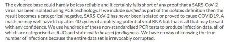 Quote, 'We have no way of knowing the true number of infections because the entire data set is irrevocably corrupted.'  https://tinyurl.com/y2xjonqz&nbsp;