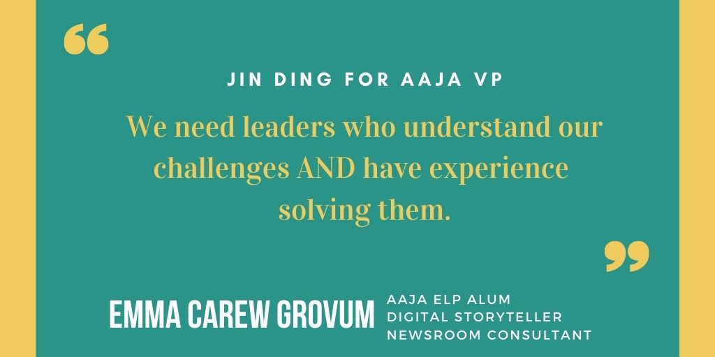 And the list continues! Thank you  @emmacarew for endorsing me for my unique non-profit and journalism experience. A recent example: My experience fr IWMF's $1/2M relief fund led to AAJA's broadly-defined hardship criteria for  #AAJA20.