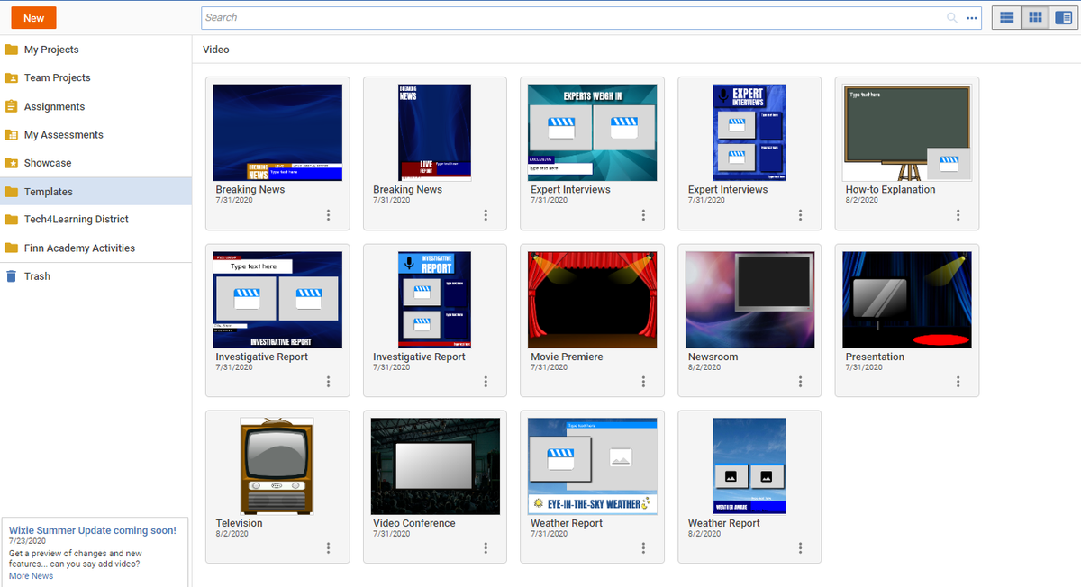 Tech4Learning's tweet photo. We also posted a folder of templates to inspire your work with the new video features in Wixie - record or add or connect to YouTube! Browse Templates>Video for News reports, weather, TED-style talks and more! So many #WaystoWixie https://t.co/YD3dxAD7SZ