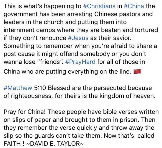 ymlx__'s tweet photo. Don’t forget about the persecuted church. There people in China getting beaten and tortured if they don’t renounce Jesus as Lord. Some countries can’t even have Bibles. 

Please don’t take advantage of your freedom of worship. People are dying for the freedom you take for granted https://t.co/GPdq1qEm08