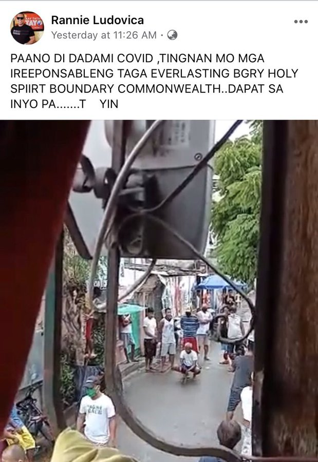 ABSCBNNews's tweet photo. Prior to his "shoot-to-kill" threat for MECQ violators, QC Task Force Disiplina head Rannie Ludovica has posted on social media against "irresponsible residents", saying "dapat sa inyo pa...t yin."

Ludovica has yet to respond to ABS-CBN News. | via @JervisManahan https://t.co/WPmYSB4TPP