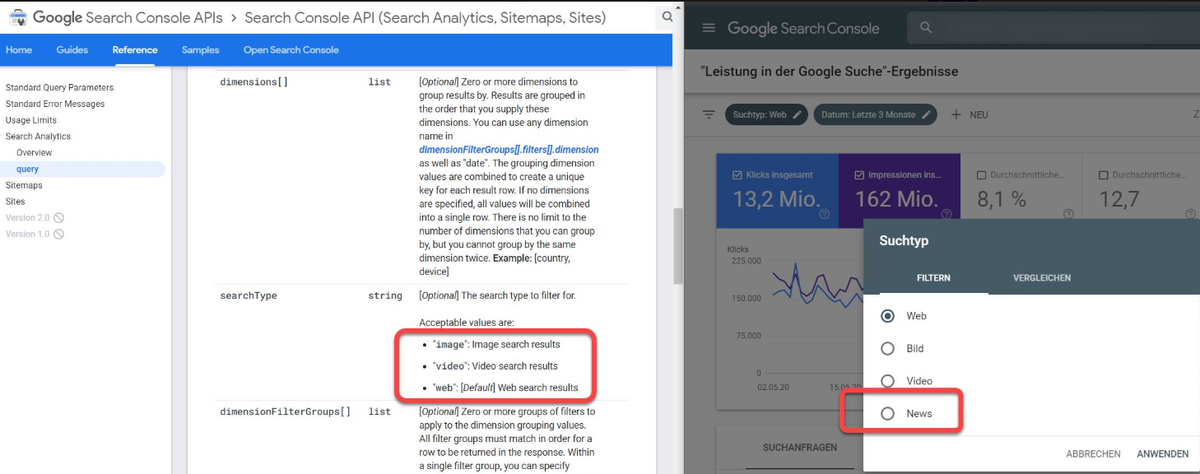 termfrequenz's tweet photo. Google: We have a new search type in the GSC
We: But why not for the API - Arghhhhhhhh?!?
@JohnMu  could somebody please fix this? https://t.co/p9UXxqCcjP