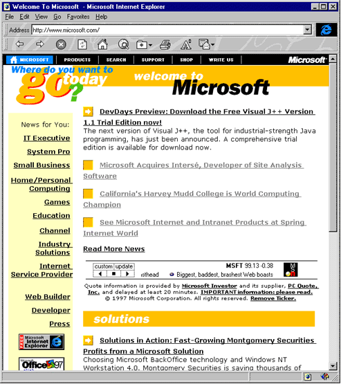 Microsoft homepage (1997)
versionmuseum.com/history-of/mic…

#microsoft #ms $MSFT
#retro #classic #oldschool #vintage #tbt #nostalgia #js #javascript #html #ui #ux #webdesign