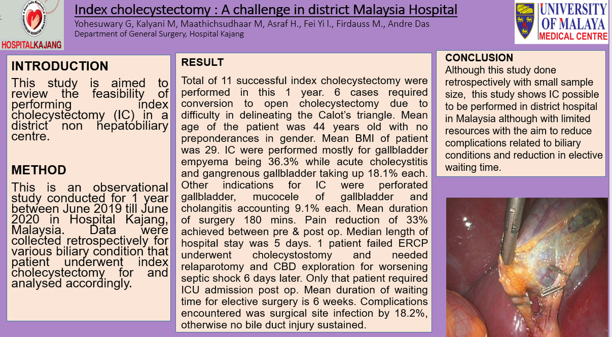 YGunarasa's tweet photo. I am Dr.Yohesuwary from Malaysia. My study is about index cholecystectomy conducted in a district hospital in Malaysia.

#myhpbeposter for #ASEANLHC2020 https://t.co/090HGRi1Rb