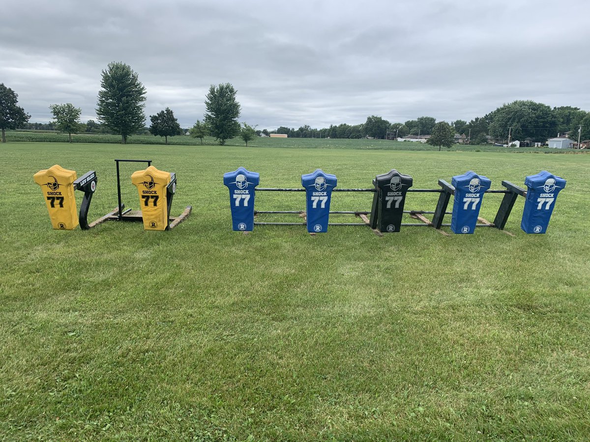 WiltonFootball's tweet photo. Pads are on the sleds, tires are out, and lines are mowed. It’s time for football! #StrengthinUnion #Bvrfootball https://t.co/7rzfoNPhvs