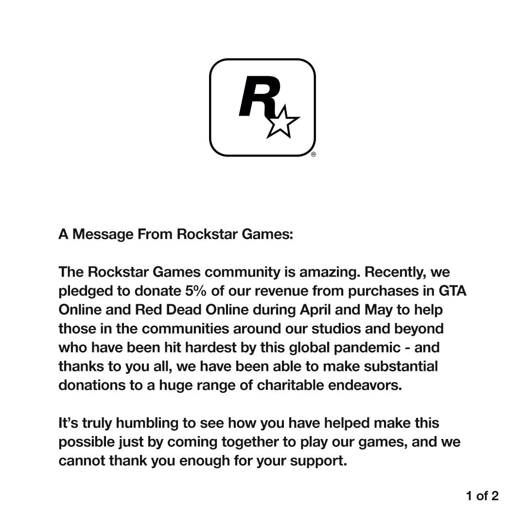 Rockstar Games on X: Rockstar Games COVID-19 Relief Update: https